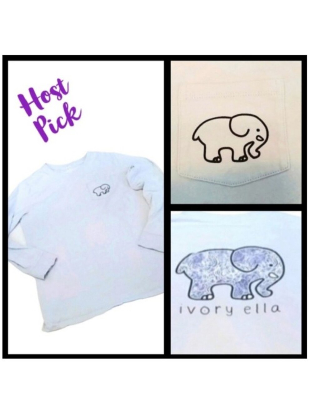Ivory Ella Women's Graphic Long Sleeve T-shirt | EUC | Purple Elephant